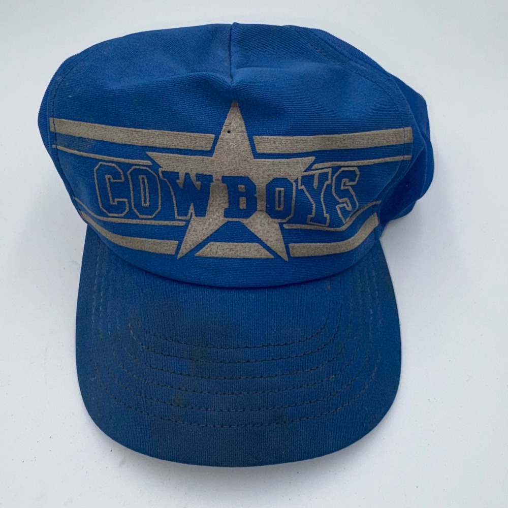 Vintage Dallas Cowboys Hat Blue Rainbow Elastic Strap Snapback Retro NFL Cap